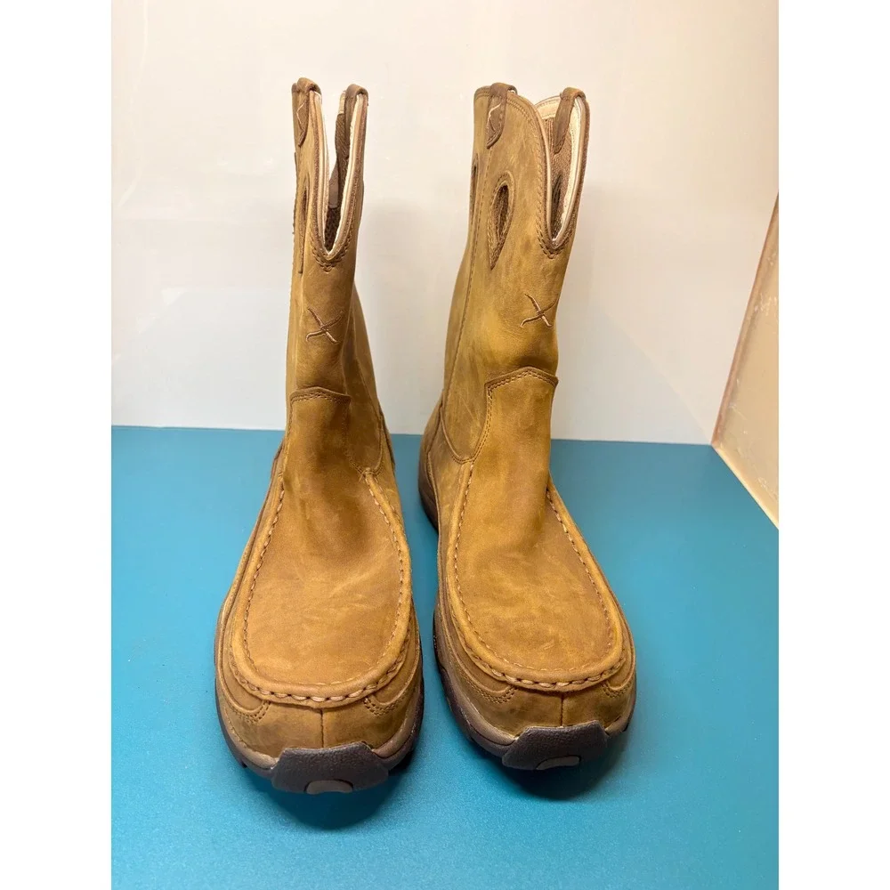 Twisted X Mens 11W Light Brown Saddle Leather Composite Toe Work Boots